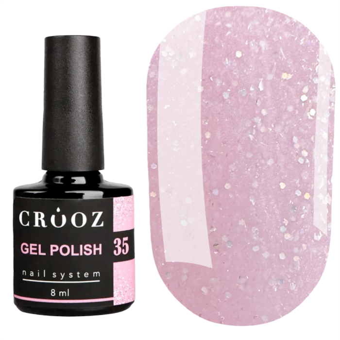 Гель лак Crooz Gel Polish №035, рожевий із шиммером, 8 мл
