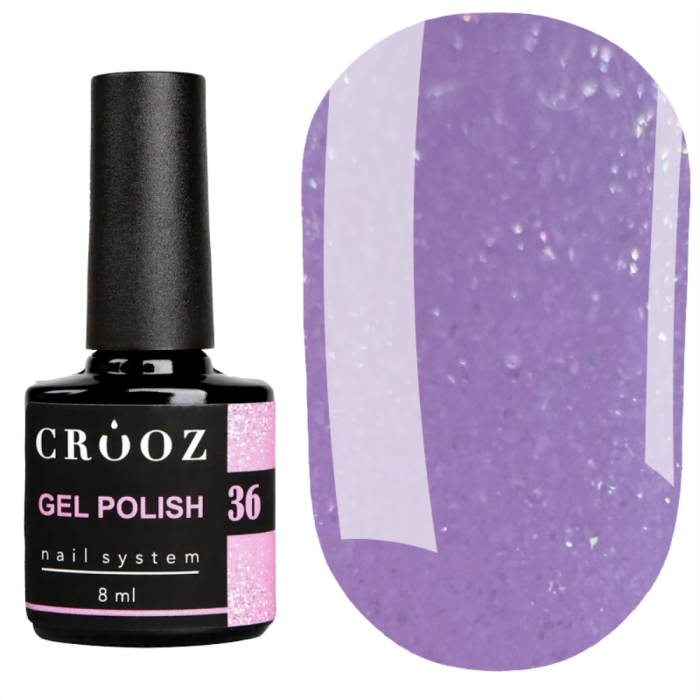 Гель лак Crooz Gel Polish №036, ліловий з шиммером, 8 мл
