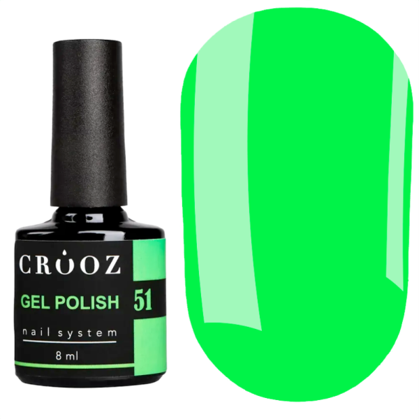 Гель лак Crooz Gel Polish №051, неоново-салатовий, 8 мл