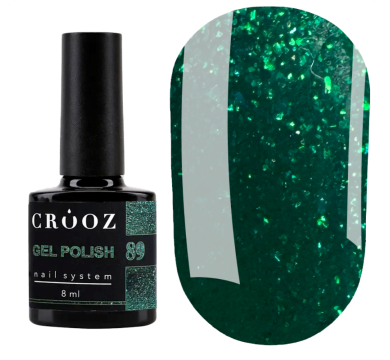 Гель лак Crooz Gel Polish №089, зелений із шиммером, 8 мл