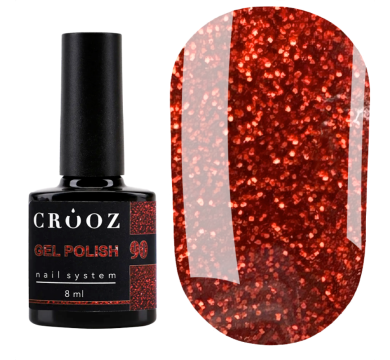 Гель лак Crooz Gel Polish №090, червоний із шиммером, 8 мл