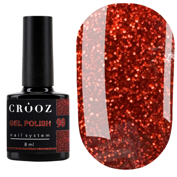Гель лак Crooz Gel Polish №090, красный с шиммером, 8 мл