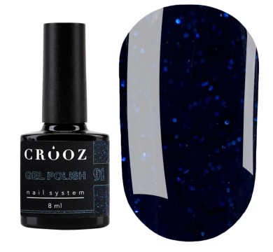 Гель лак Crooz Gel Polish №091, темно-синій із шиммером, 8 мл