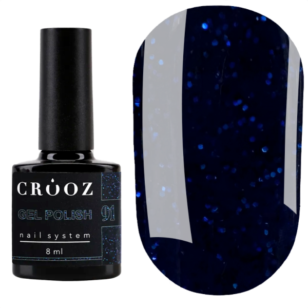 Гель лак Crooz Gel Polish №091, темно-синій із шиммером, 8 мл