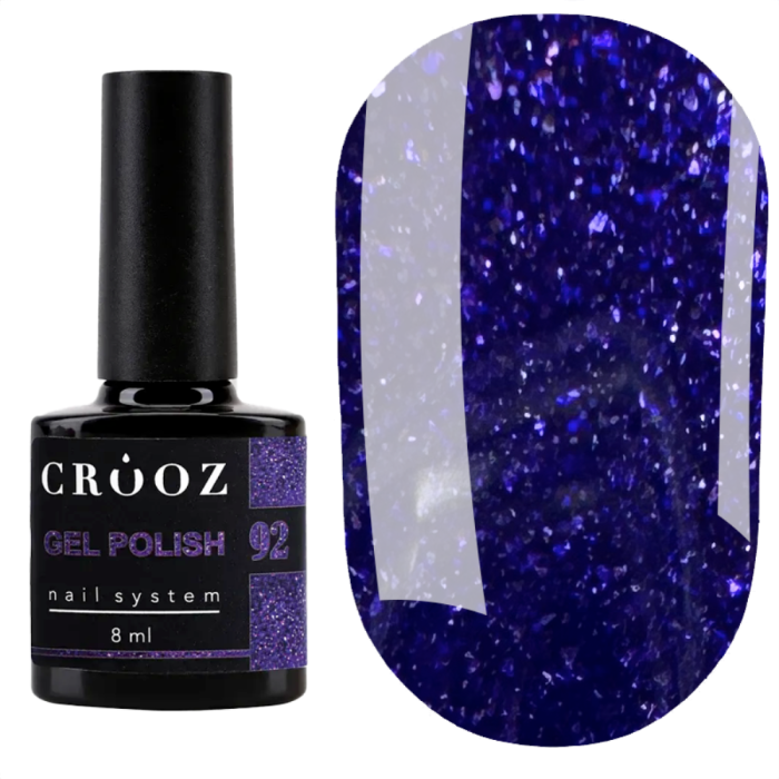 Гель лак Crooz Gel Polish №092, синьо-фіолетовий з шиммером, 8 мл