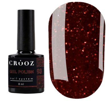 Гель лак Crooz Gel Polish №093, темно-красный с шиммером, 8 мл