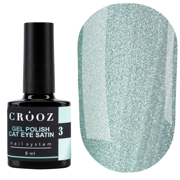 Гель-лак котяче око Crooz Cat Satin №03, м'ятний, 8 мл
