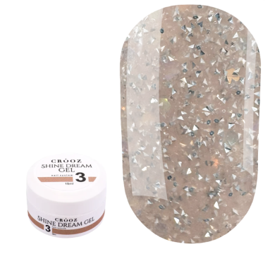 Гель для нарощування Crooz Shine Dream Gel №03, світловідбивний пісочно-бежевий, 15 мл