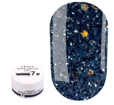 Гель для наращивания Crooz Shine Dream Gel №07, светоотражающий графитово-черный, 15 мл