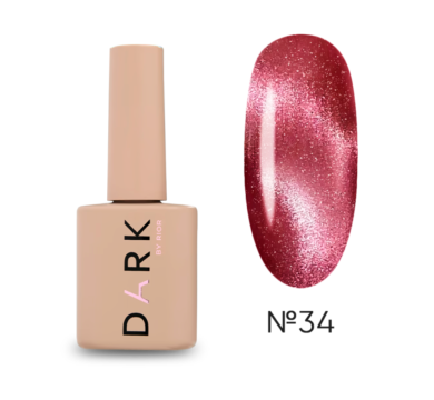 Гель-лак котяче око DARK Gel Polish Cat Eye №34, рожево-червоний, 6 мл