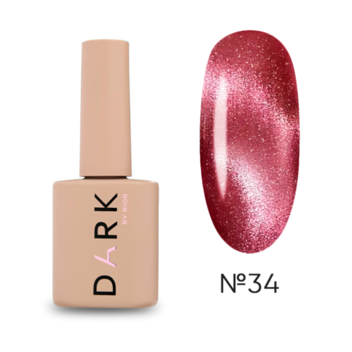 Гель-лак кошачий глаз DARK Gel Polish Cat Eye №34, розово-красный, 6 мл
