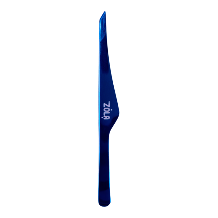 Пинцет профессиональный для бровей ZOLA Premium Blue (узкие скошенные кромки, синий)