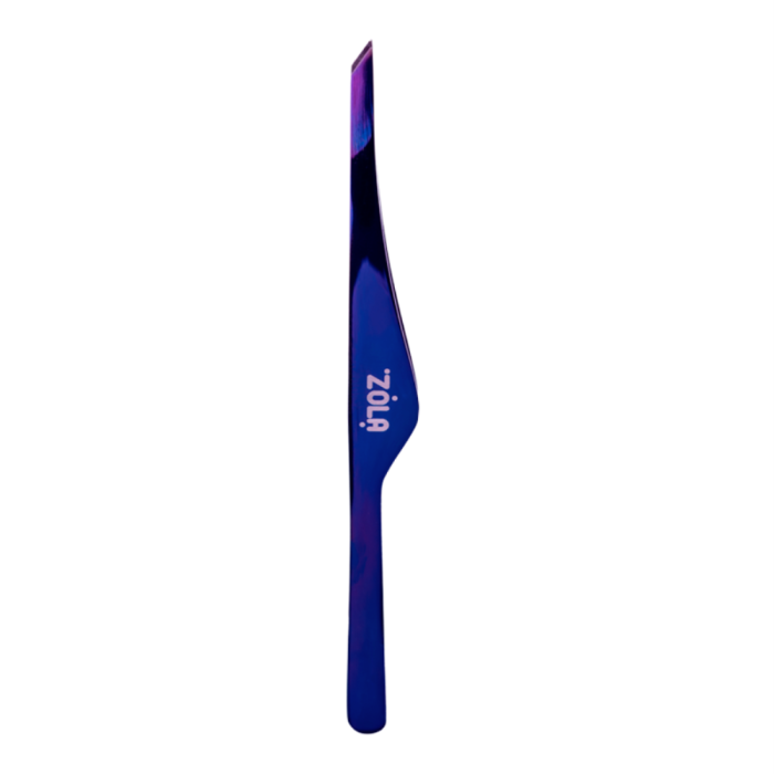 Пинцет профессиональный для бровей ZOLA Premium Violet (узкие скошенные кромки, фиолетовый)