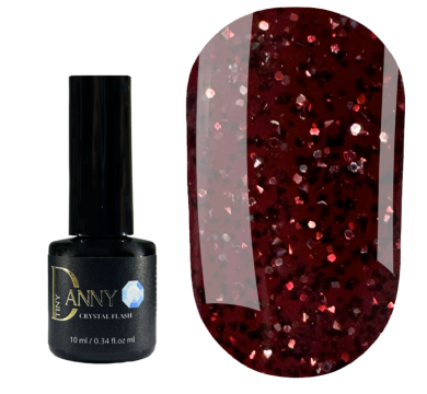 Гель-лак світловідбивний Danny Gel Polish Crystal Flash №50, червоно-бордовий, 10 мл