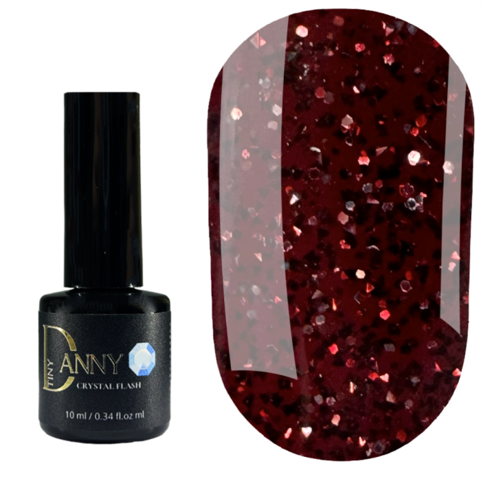 Гель-лак светоотражающий Danny Gel Polish Crystal Flash №50, красно-бордовый, 10 мл
