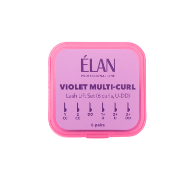 Валики для ламинирования ресниц Elan Violet Multi-Curl U-DD, набор - 6 пар (U,CC,CU,CC,D,DD)