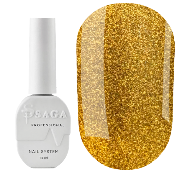 Гель-лак котяче око SAGA professional Space Cat №05, золотисто бурштиновий, 10 мл