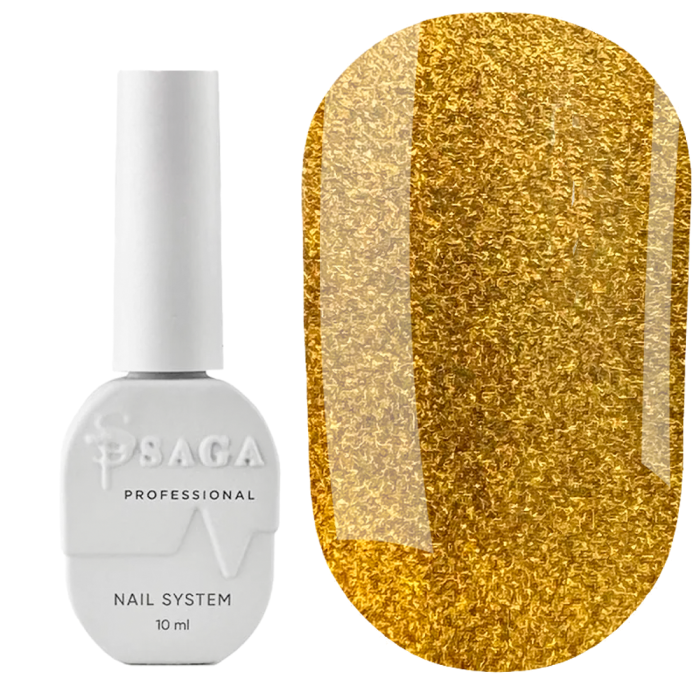 Гель-лак котяче око SAGA professional Space Cat №05, золотисто бурштиновий, 10 мл