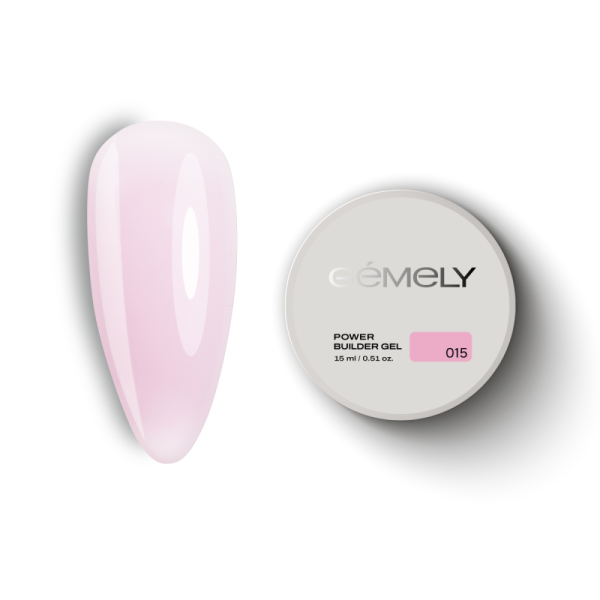 Гель для наращивания GEMELY Power Builder Gel №015, зефирно-розовый, 30 мл