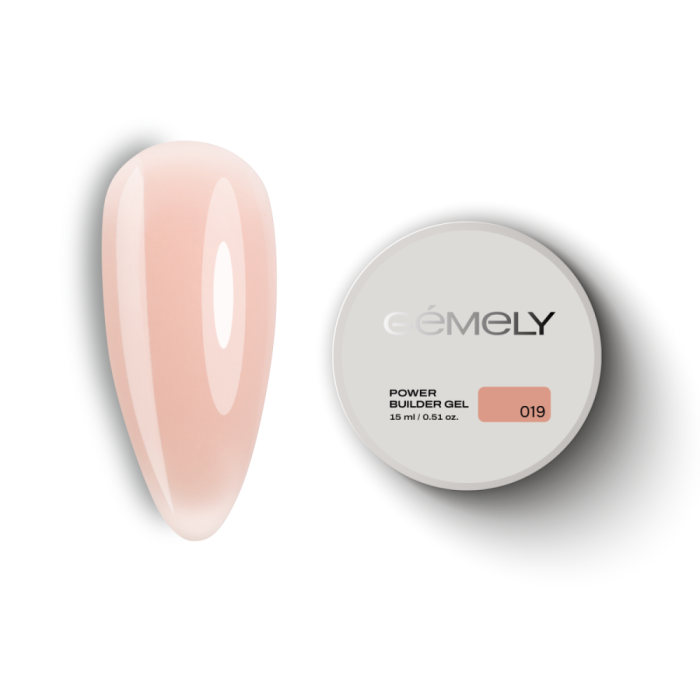 Гель для нарощування GEMELY Power Builder Gel №019, ніжно-персиковий, 30 мл