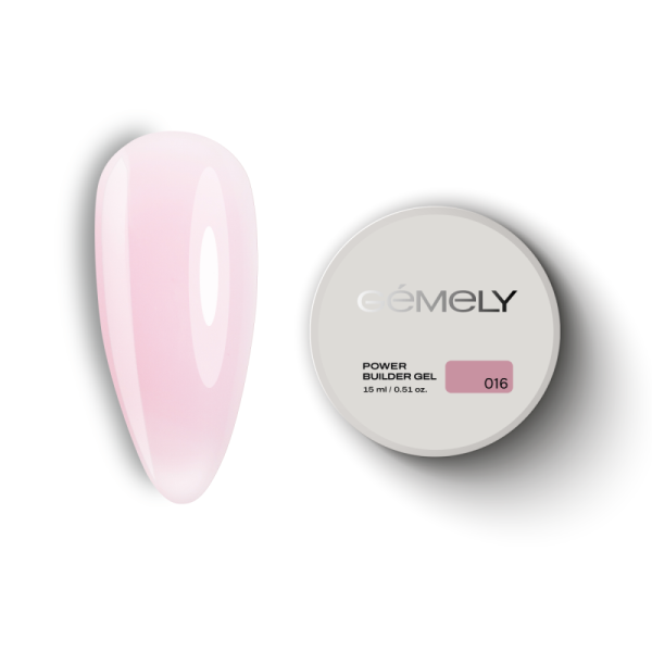 Гель для нарощування GEMELY Power Builder Gel №016, рожевий, 15 мл