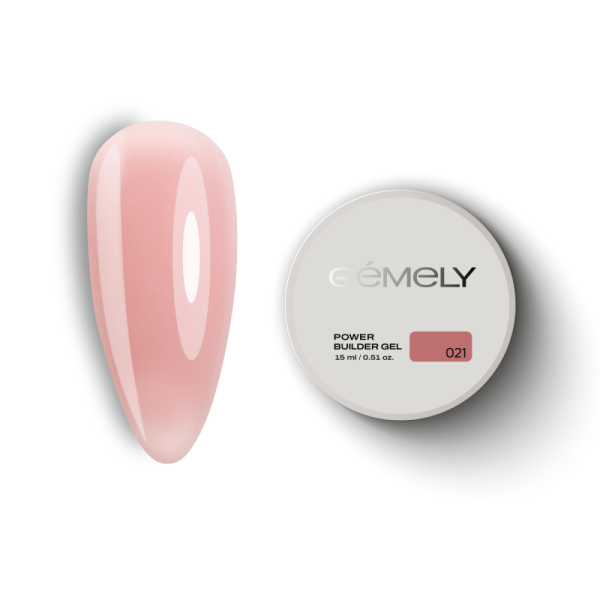 Гель для нарощування GEMELY Power Builder Gel №021, бежево-рожевий, 15 мл