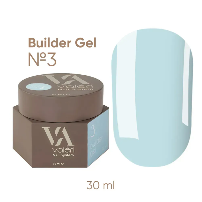 Гель для нарощування Valeri Builder Gel New №03, блакитний, 30 мл