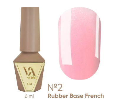 База камуфлююча Valeri Rubber Base French New №002, рожева з мікрошимером, 6 мл