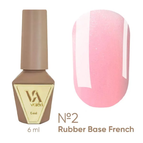 База камуфлююча Valeri Rubber Base French New №002, рожева з мікрошимером, 6 мл