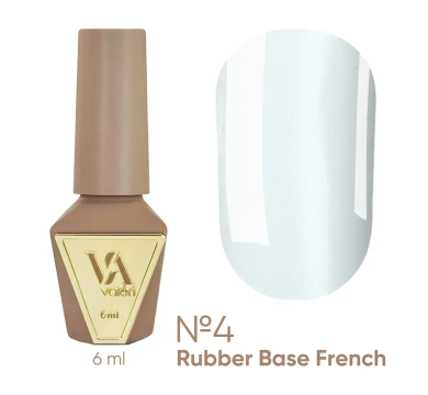 База камуфлююча Valeri Rubber Base French New №004, молочна з блакитним мікрошиммером, 6 мл