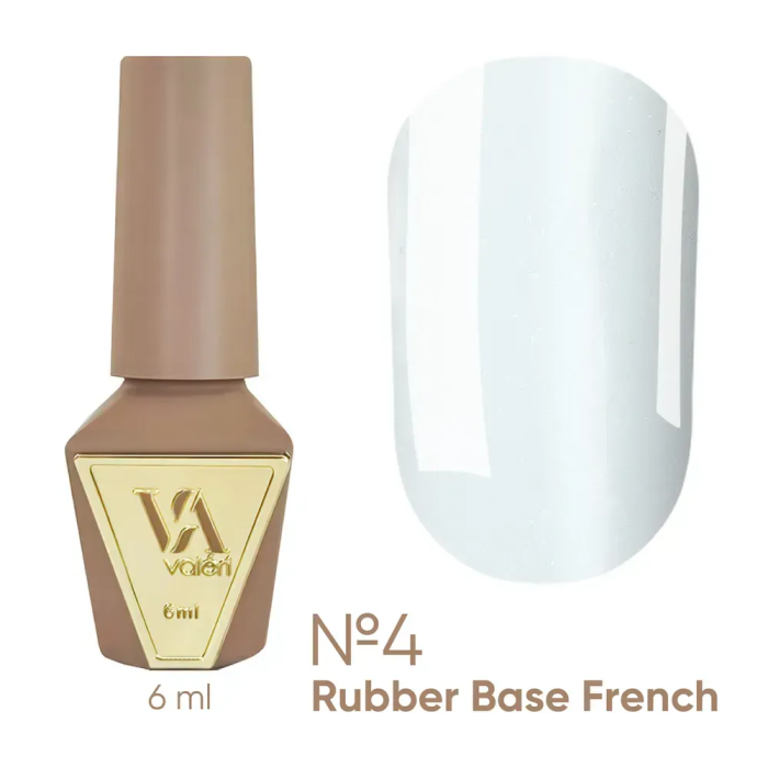 База камуфлююча Valeri Rubber Base French New №004, молочна з блакитним мікрошиммером, 6 мл