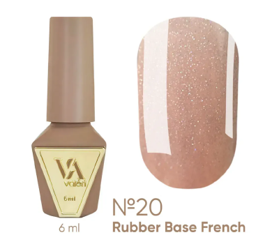 База камуфлююча Valeri Rubber Base French New №020, бежева з шиммером, 6 мл