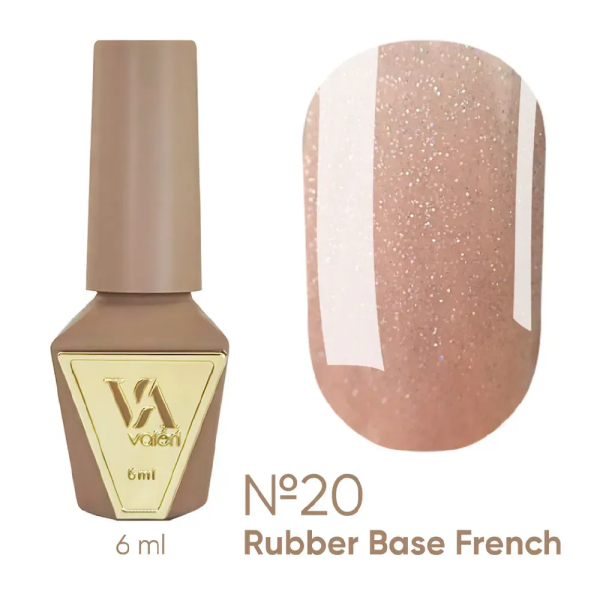 База камуфлирующая Valeri Rubber Base French New №020, бежевая с шиммером, 6 мл