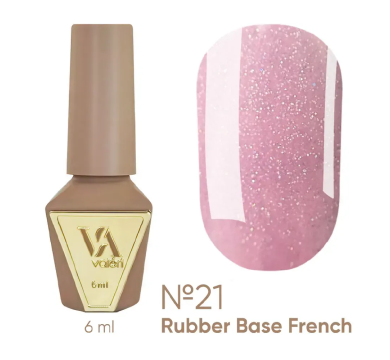 База камуфлирующая Valeri Rubber Base French New №021, розовая с шиммером, 6 мл