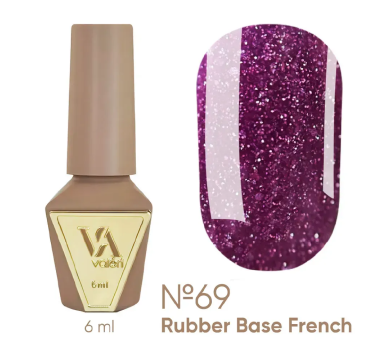 База камуфлююча Valeri Rubber Base French New №069, малинова з мікрошиммером, 6 мл
