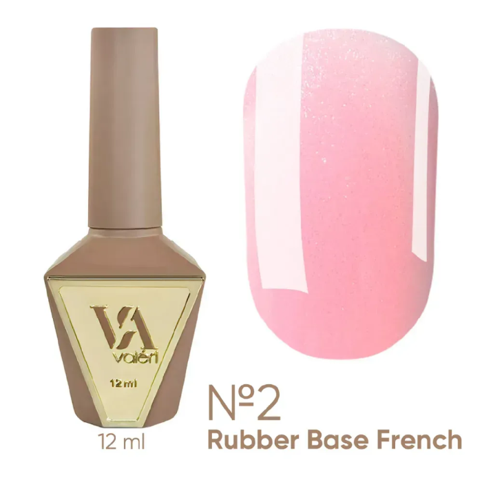 База камуфлююча Valeri Rubber Base French New №002, рожева з мікрошимером, 12 мл