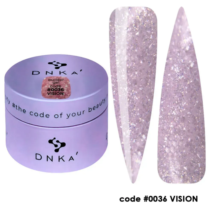 Гель для наращивания DNKa Builder Gel New Formula #0036 Vision, пудрово-розовый с шиммером, 30 мл