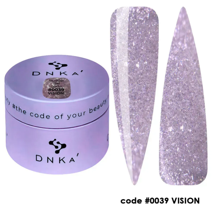 Гель для наращивания DNKa Builder Gel New Formula #0039 Vision, сиреневый с шиммером, 30 мл