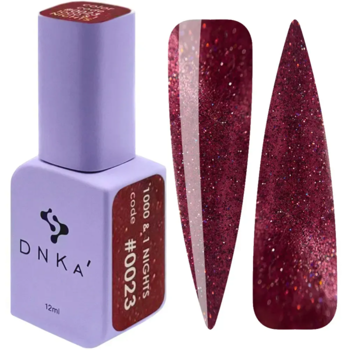 Гель-лак котяче око DNKa Gel Polish 1000&1 Nights #0023, світловідбиваючий, червоний, 12 мл