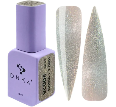 Гель-лак котяче око DNKa Gel Polish 1000&1 Nights #0028, світловідбівний, сріблястий, 12 мл