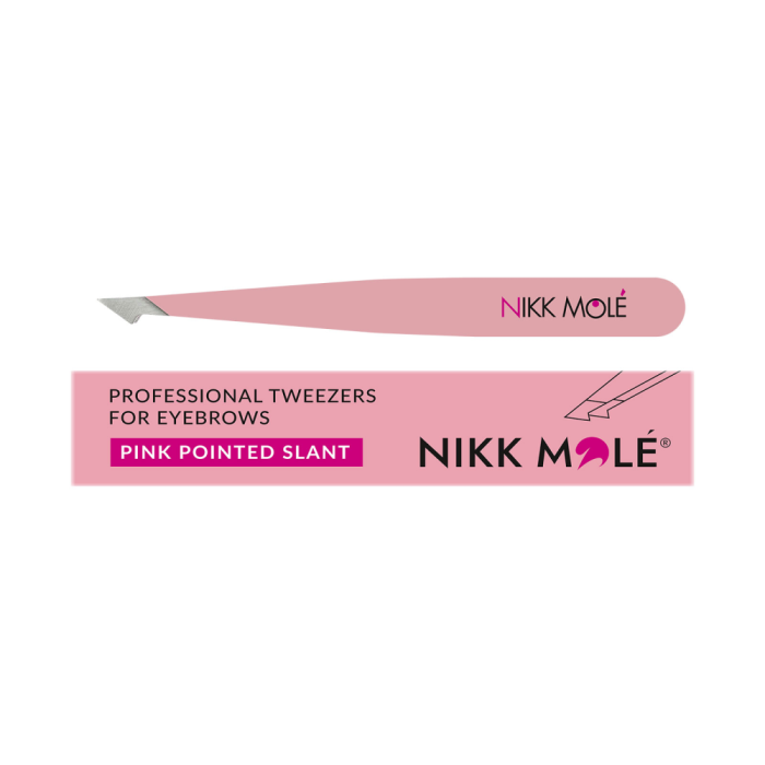 Пинцет для бровей Nikk Mole New розовый, cкошенный