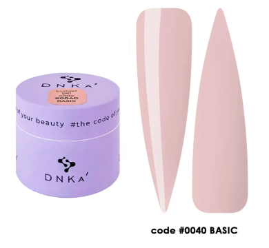 Гель для нарощування DNKa Builder Gel New Formula #0040 Basic, бежево-рожевий теплий, 15 мл