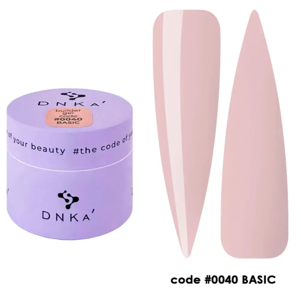 Гель для нарощування DNKa Builder Gel New Formula #0040 Basic, бежево-рожевий теплий, 15 мл