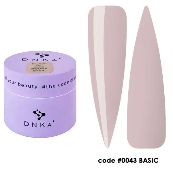 Гель для наращивания DNKa Builder Gel New Formula #0043 Basic, холодный розово-бежевый, 15 мл