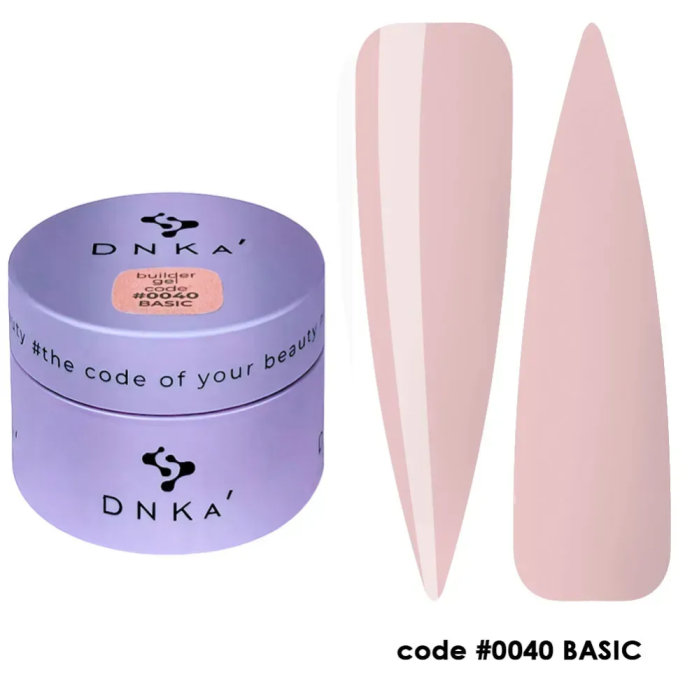 Гель для нарощування DNKa Builder Gel New Formula #0040 Basic, бежево-рожевий теплий, 30 мл