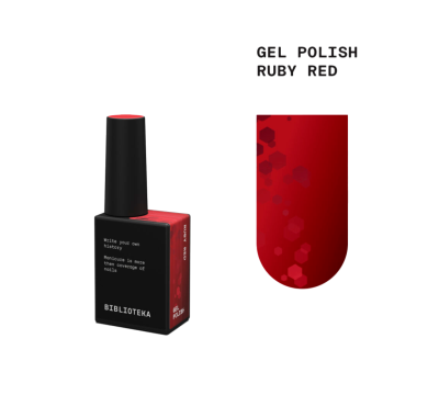 Гель-лак Biblioteka Gel Polish Ruby Red, червоний з великим шиммером, 10 мл