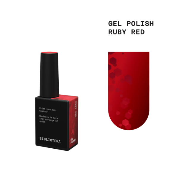 Гель-лак Biblioteka Gel Polish Ruby Red, красный с крупным шиммером, 10 мл