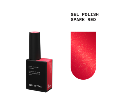 Гель-лак Biblioteka Gel Polish Spark Red, червоний з дрібним шиммером, 10 мл