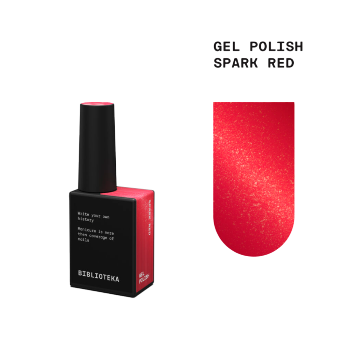 Гель-лак Biblioteka Gel Polish Spark Red, красный с мелким шиммером, 10 мл