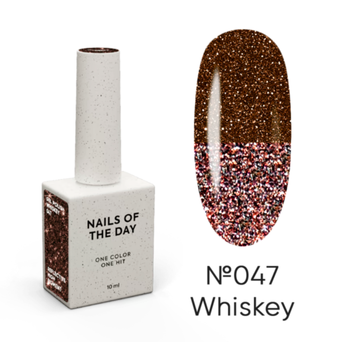 Гель-лак светоотражающий NAILSOFTHEDAY Reflective Gel Polish №047 Whiskey, коричневый, 10 мл